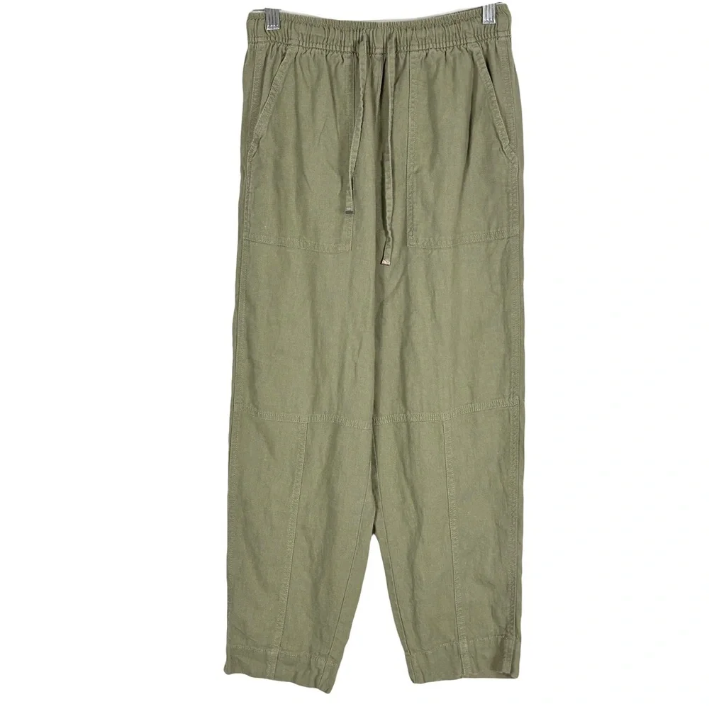 Zara Green Linen Pant XS Boho Indie Casual Summer Breathable Beachy Summer Folk